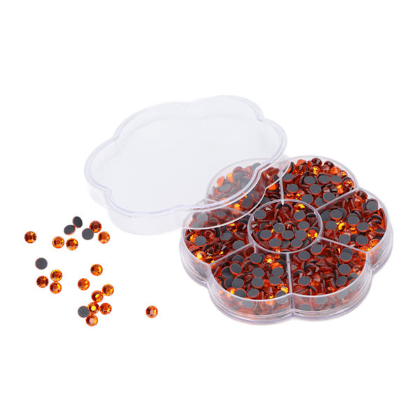 1000 stk. Rhinestones Glas DIY Dekorativt Neglekunst Tilbehør til Tøj Sko JM201 Orange Rød