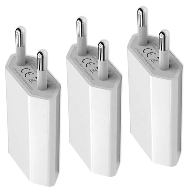 (2 stk) (3-PAK) Universal USB Oplader Vægadapter 1A Hvid (3-PACK) CE