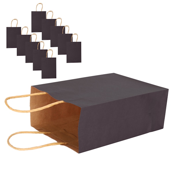 10 stk Bærbare Party Kraftpapirposer Enkle Handleposer Gavepose med Håndtak 15 x 8 x 21cm Blå