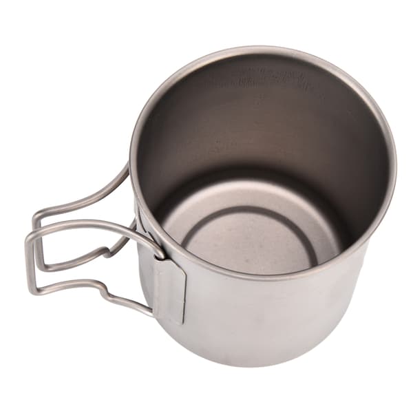 Titanium Cup 420ml High Temperature Resistance Portable Outdoor Camping Mug with Lid Foldable Handle