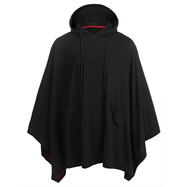 Afslappet Sort Unisex Hættetrøje Poncho Kappe Modejakke