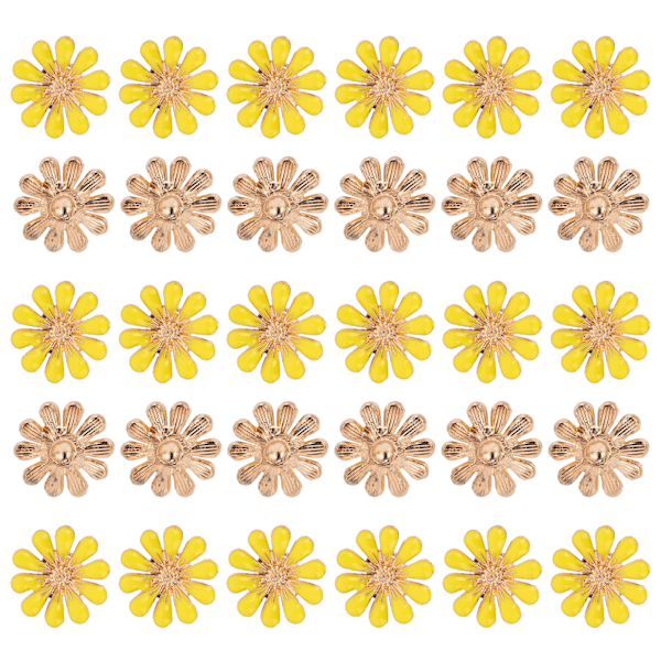 30 st Strass Applikationer Solros Fjäril DIY Hårdekoration Legering Tillbehör 1.8cm/0.7in Gul Daisy