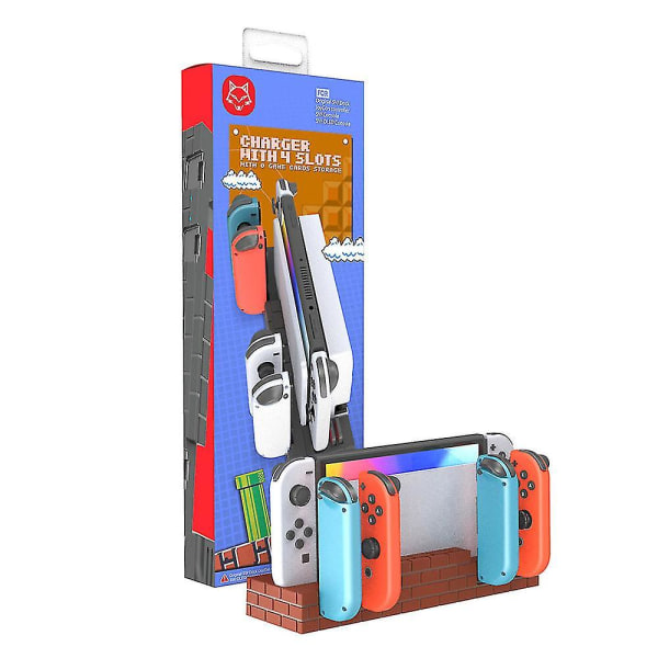 För Nintendo Switch/switch Oled Joy-con Game 4 Ports Controller Laddare Laddningsstation med 8 kortplatser Brown