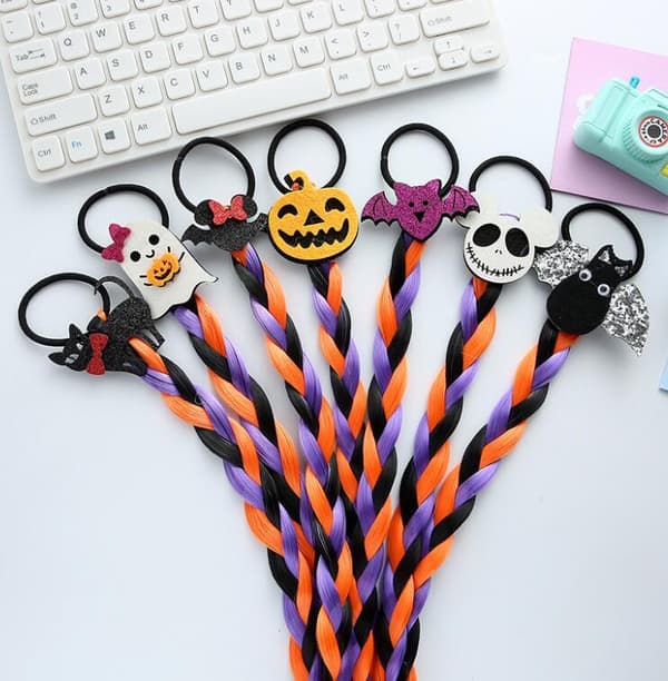 7 Halloweenperuker med flätor för kvinnor - Twisted Braids 35CM