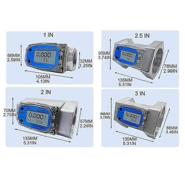 Strømningsmåler 1/2/2,5/3 tommer væskestrømsensor Elektronisk turbin - Strømningsmåler 1 tuuma