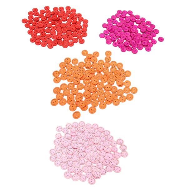 400 stk Runde Treknapper 1,5 cm 2 Hull Assorterte Farger Lett Glatt Håndverksknapper for DIY-dekorasjon