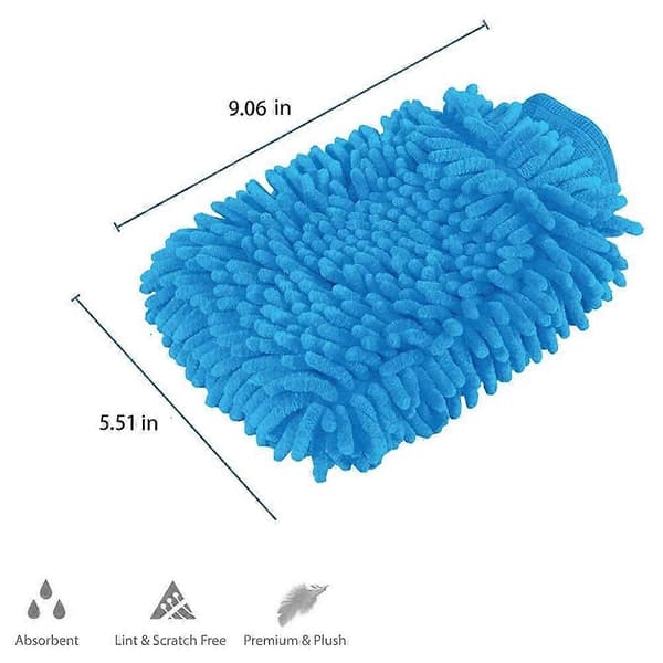 Premiumhandskar av mikrofiber för biltvätt. Superautomatiska absorbenter. Mikrofiberhandskar av svamp. 2-pack. (blå)