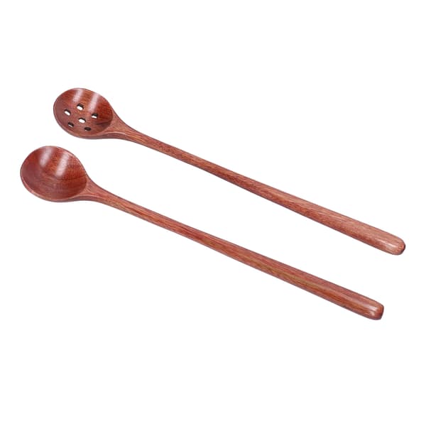 2 pcs/set Wooden Spoon with Long Straight Handle Kitchen Utensils for Cup Plate Bowl Kitchen