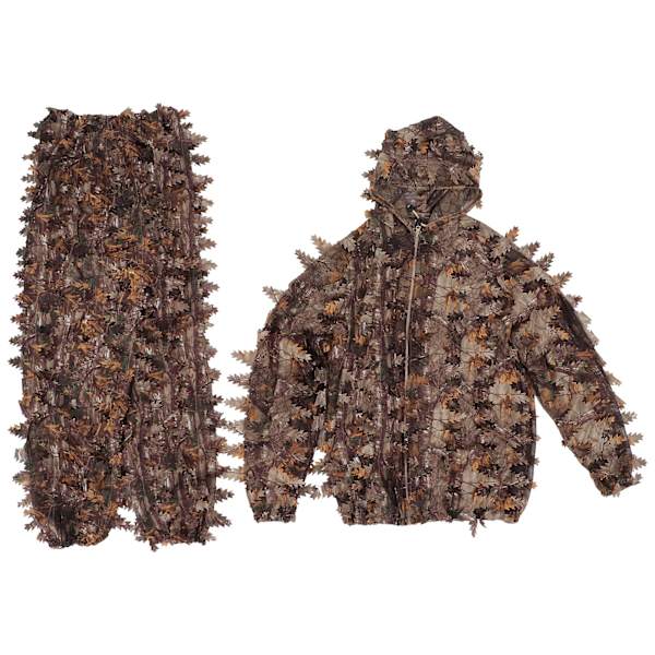Brun Wild Camouflage Ghillie Suit 3D Blad jakker og bukser Sæt Tøj til jagt