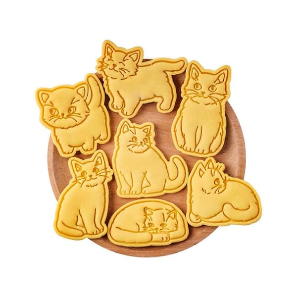 Søde katteformer kiksforme elegante katte mønster kiksestempel kiksform til sød dessertfremstilling Kitten D