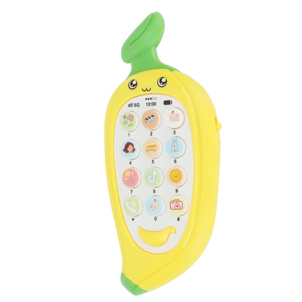 Early Learning Telefon Tvåspråkig Biteable Bitring Cover Multi Modes Baby Mobiltelefon Leksak Banan Gul