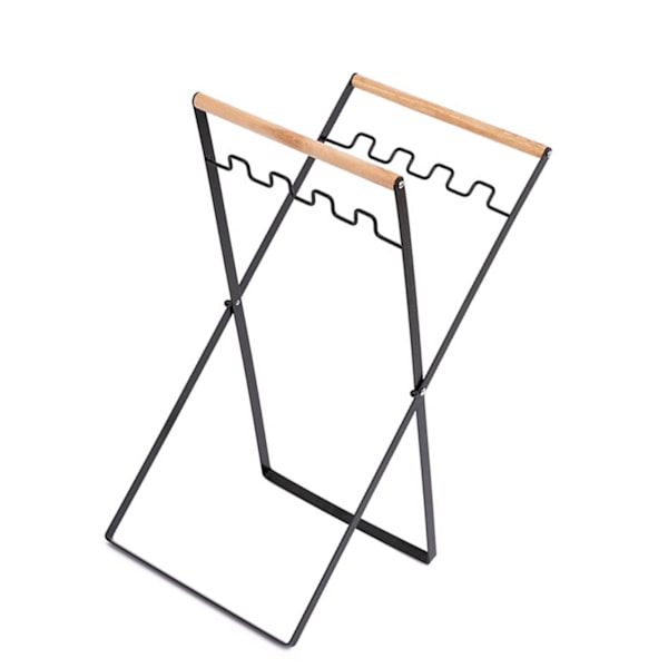 Søppelposeholder i Metall, Bærbar Søppelposeholder for Utendørs, Bladpose Stativ for Camping, Piknik, Kjøkken, Svart