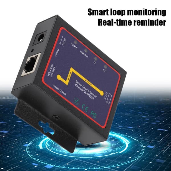 RS232 til TCP/IP-konverter, RJ45 til RS232 Single Serial Server, 100-240V (EU-stik)