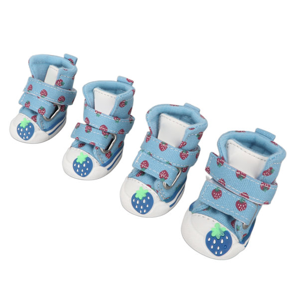 Små Hundestøvler Bløde Åndbare Anti-Slip Søde Canvas Hvalpestøvler til Bichon Teddy Blå Type 1