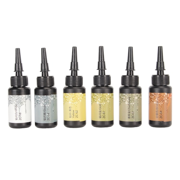 6 stk. Farget UV-resin 10 ml hver pennformet hurtigherdende aluminiumsfolieforsegling UV-lim for DIY smykkekunst gul serie