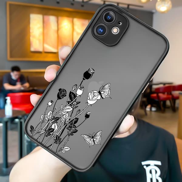 Deksler til iPhone 13pro max, svart sommerfuglrose søt jentedeksel M[LD]