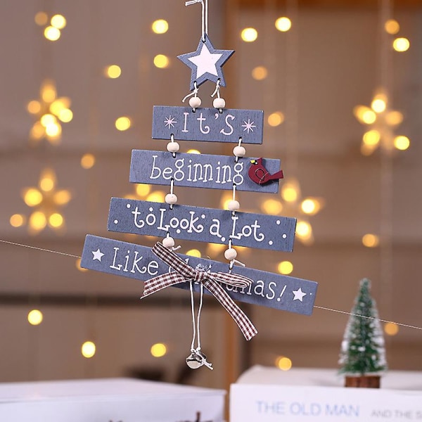 Julgransprydnader, trä med hängande stringklockor European Letter Pendant White