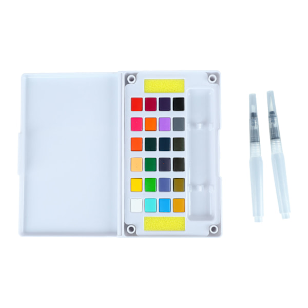 24 Farver Akvarelfarvesæt med Palette til Voksne Børn Sikker Nem Farveblanding Solid Akvarelfarve til Tegning