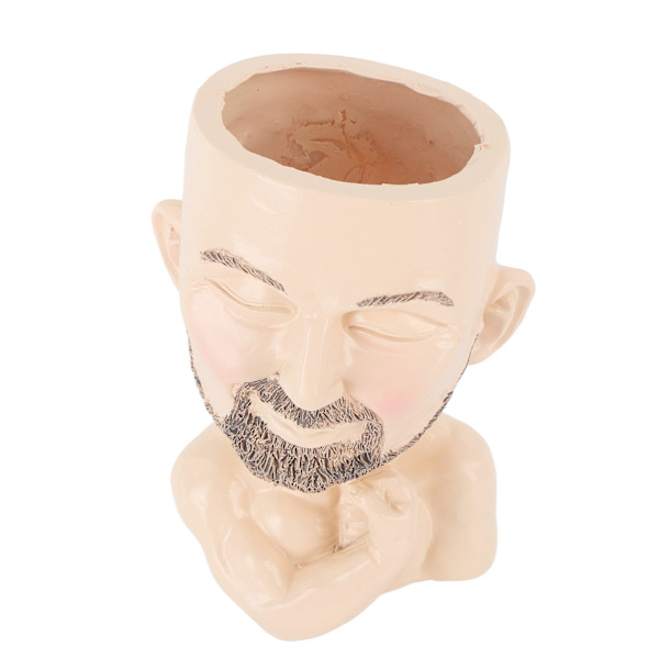 Pääkallokasvillisuusruukku Resin Face Planter Sääkestävä Viemärireikä Kasvipotti Kotipuutarhaan Toimistoon Vaalea Väri