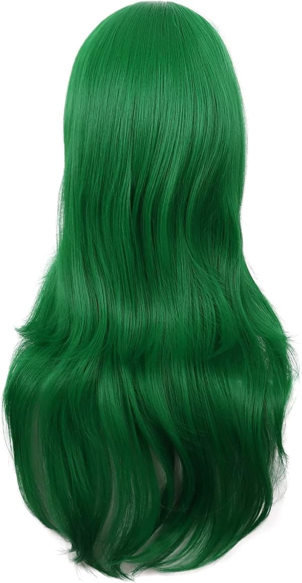 70 cm lång, lockig peruk med sidolugg, gräsgrön, för kvinnor Grass Green 28"