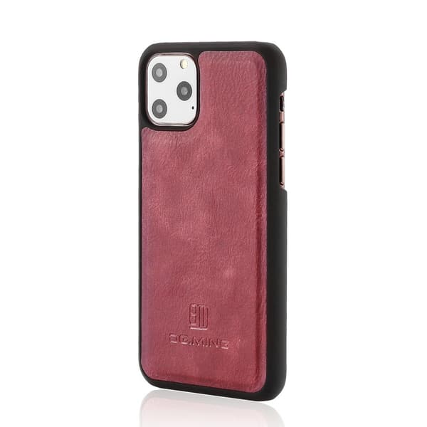 DG.MING Kompatibel med iPhone 11 Pro Max Split Läder Plånboksfodral - Röd Röd red