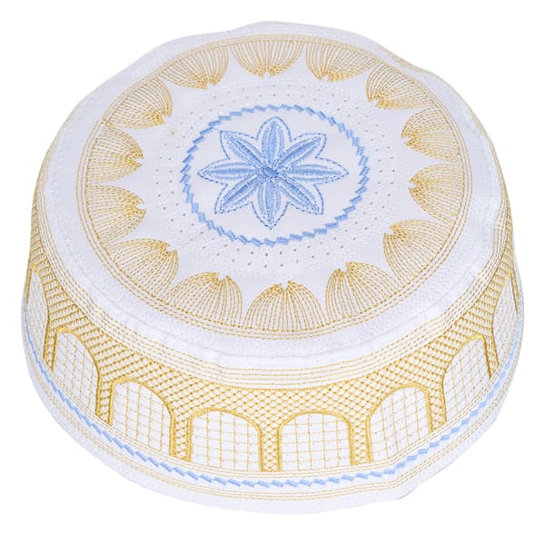 Muslimsk Hatt Islamsk Tilbedelse Bønn Broderi Saudi Arabia Menn Hodeplagg Polyester Bomull Gul