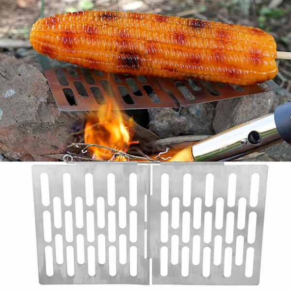 Bærbar sammenleggbar grillplate i rustfritt stål for camping og piknik