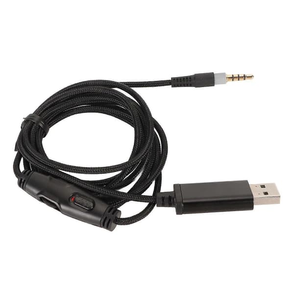 3,5 mm til USB-udskiftningskabel til hovedtelefoner med knapstyring til Logitech G633 G933 1,8 m