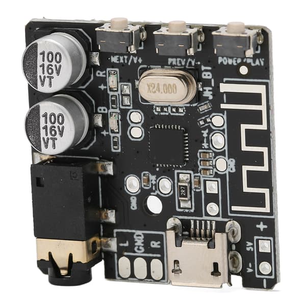 Bluetooth Mottakerkort Bluetooth 5.0 Stereo Forsterkerkort med Knappkontroll for DIY Svart
