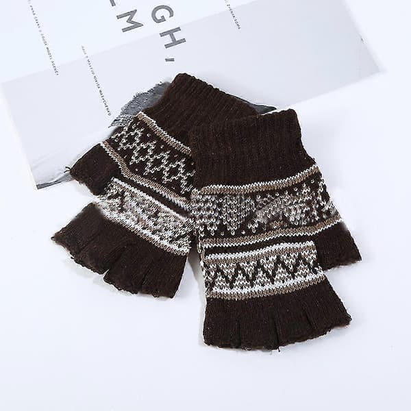 【LD】Unisex Halvfinger Vinter Stretch Stickad Fingerlös Universalstorlek style 1