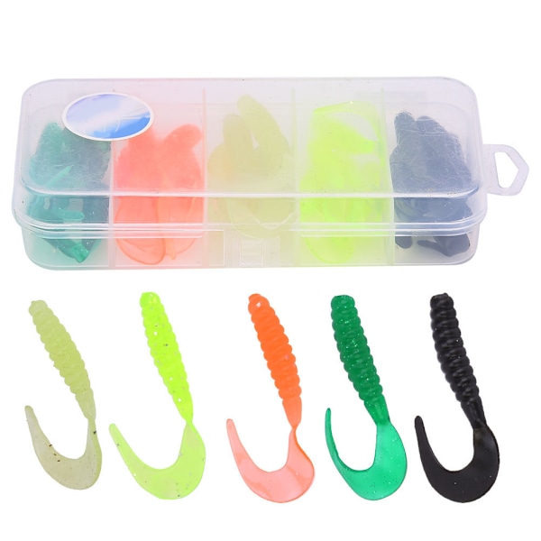 T0053 25ST Mjukt gummi Fiskedrag Grub Konstbete Simmask Set Verktygstillbehör