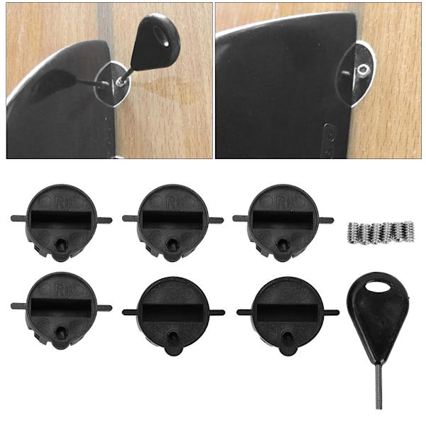6 kpl Muoviset Surfboard-Sähköliittimet FCS Round Surf Fin Plug G5 Box Fin Plug & Avaimet (musta)