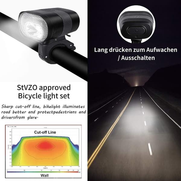 LED Sykkelhodelys USB Oppladbar Vanntett Forlys 3200mAh Sykkelhodelys