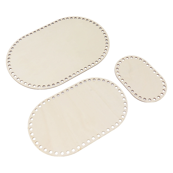 3 st träkorg botten oval tom solid virkad korg träbas för DIY-korgvävstillbehör Hantverkstillverkning