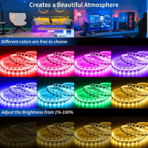 LED-nauhavalot 16,4 jalkaa / 5 m joustava väriä vaihtava led-valo