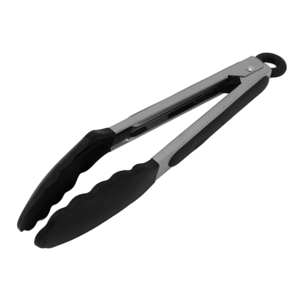 Køkken Tang Silikon Rustfrit Stål Varmebestandig Anti-Slip Madserveringstang til Bagning Madlavning Sort 28cm / 11in