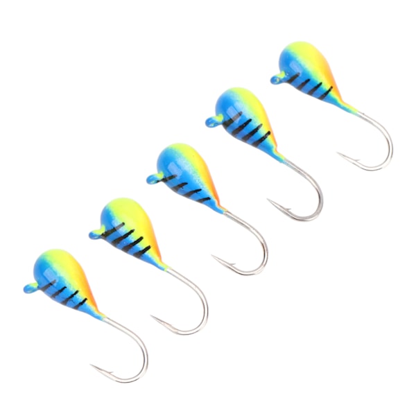 5 stk Isfiske Jiggsett Høykarbonstål Isfiskekroker Lokke for Bas Abborre Crappie Micro 5MM