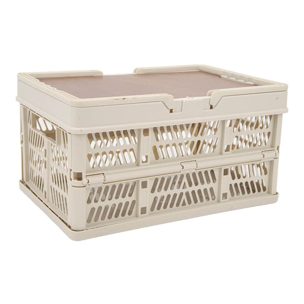 Camping Picnic Basket Foldable Large Capacity Multifunction Handheld Camping Storage Basket Camping Storage Box Gray White M