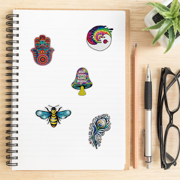 50 st Psychedelic Stickers Vattentät Vinyl Dekaler Hippie Sticker för Laptop Telefon Gitarr Vattenflaska Scrapbook Skateboard