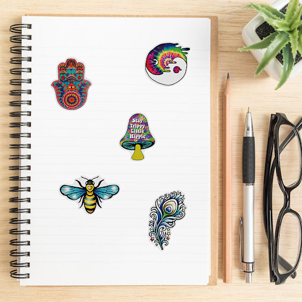 50 stk Psykedeliske Stickers Vandtætte Vinyl Dekaler Hippie Sticker til Laptop Telefon Guitar Vandflaske Scrapbog Skateboard