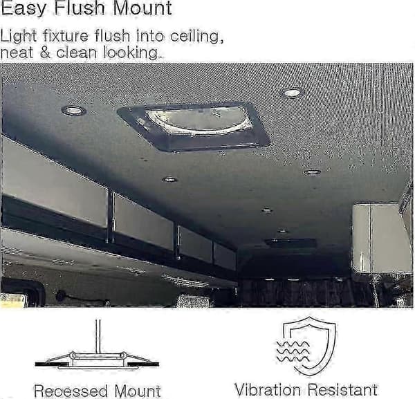 4 x 12V dæmpbare LED-downlights til campingvogn, sorte, 3200K, varmhvide, til badeværelsesbrug