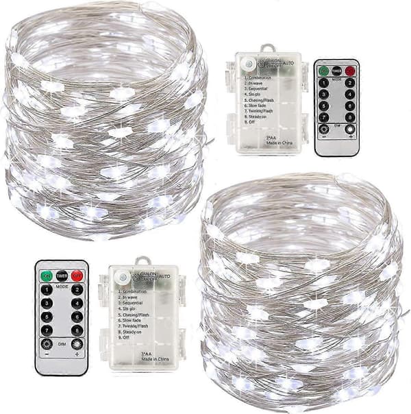 100 LED IP65 Vandtæt Timerstyret Lyskæde 2x10m Batteridrevet