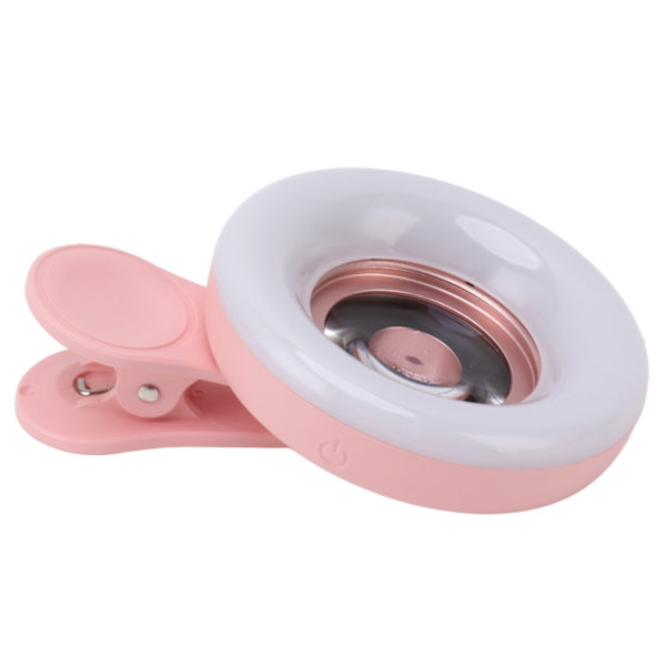 Telefonkamera 15X makrolins med miniklämma Ringljus 2800 till 6500K Telefonringfyllningsljuslins för fotografering Videoinspelning Rosa