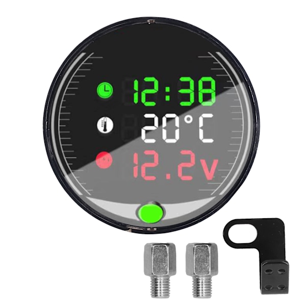 LED Motorcykel Modifierad Voltmeter Omgivningstemperaturmätare Kronograf 9‑24V Universal