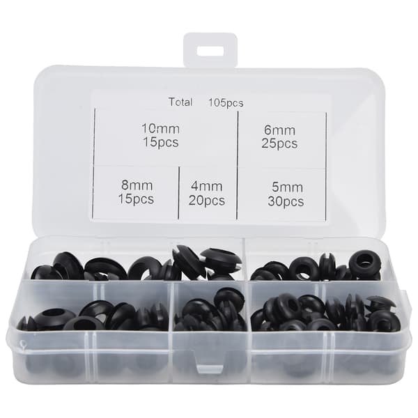 105 st Grommet sortimentssats Gummi Elektriska packningsringar Ledningar VVS Skyddsspole