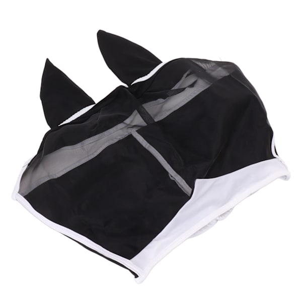 Hestefluemaske All Round Mesh Andas Flugmaske Elastisk UV-beskyttelse Hest Ansigtsmaske med Ører Sort S 42x35cm / 16,5x13,8in