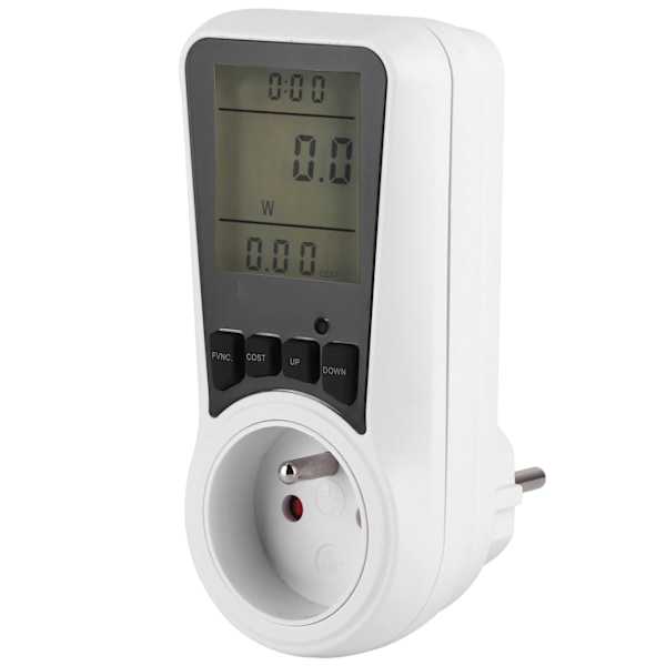 LCD Strømspenning Strømmåler Plugg Strømforbruk Monitor AC 180-250V EU FR