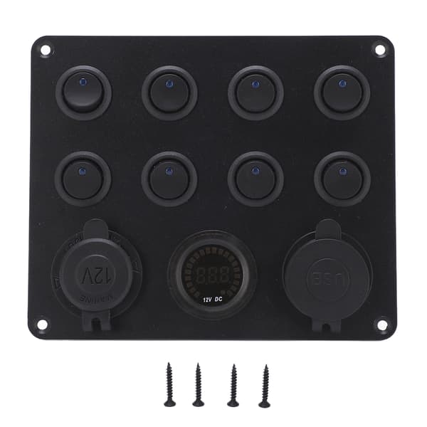 Biloplader 8 Position Switch Dobbelt USB 2.1A LED Display Høj Effekt RV Strømudtag