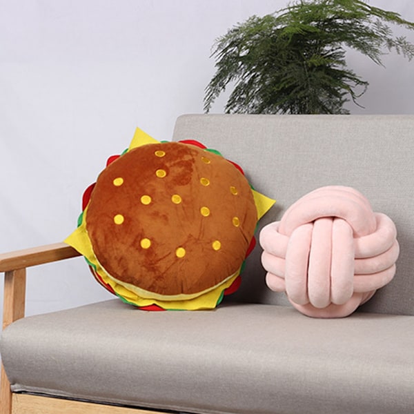 Simulering hamburgerpute sofa ryggpute Supermyk barnehusholdningskastpute