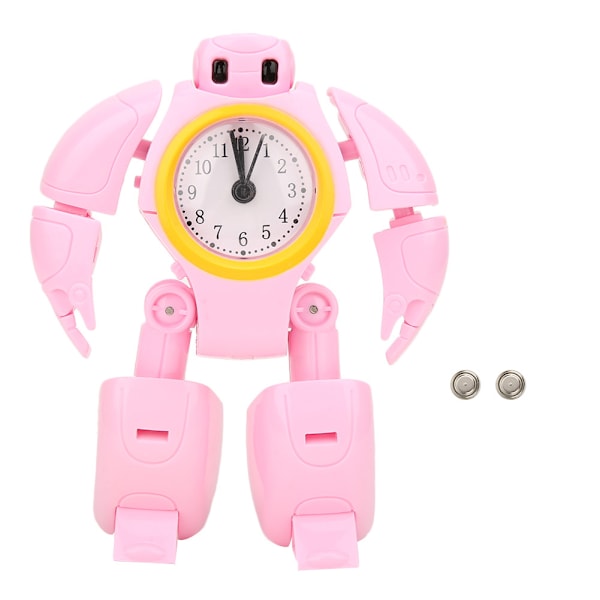Creative Mini Elektronisk Tecknad Deformation Robot Väckarklockor Barn Barnleksak (Rosa)